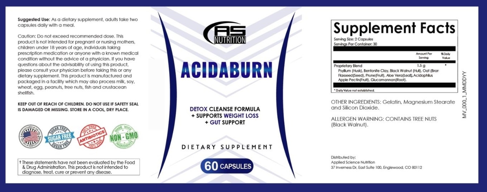 AcidaBurn weight loss supplement Facts